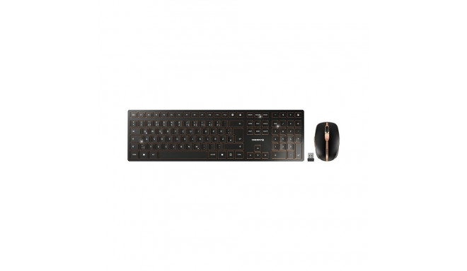 CHERRY DW 9100 SLIM keyboard Mouse included Universal RF Wireless + Bluetooth QWERTZ German Black