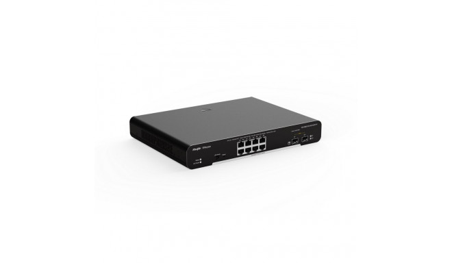 Ruijie RG-NBS3100-8GT2SFP-P 10-Port Gigabit Layer 2 Cloud 6kV 20Gbps PoE Lüliti Must