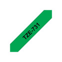 Brother TZe-731 lint, 12 mm x 8 m, must rohelisel taustal