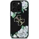 Case Guess Grained Roses Big 4G logo for iPhone 16 Pro black