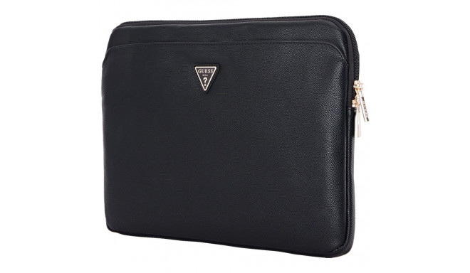 Guess 14" teralineeritud tõmblukuga tasku kolmnurkse logoga must ümbris