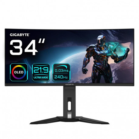 GIGABYTE mängumonitor MO34WQC2 34" OLED WQHD, kumer, 3440 x 1440, 240Hz, 0.03ms, KVM, 250cd/m², Free