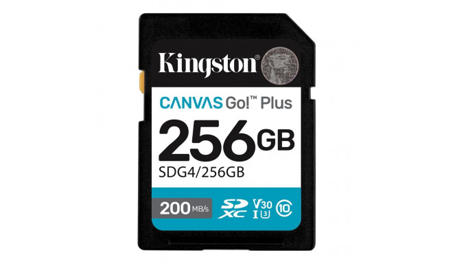 Kingston Canvas Go! Plus 256 GB SD mälukaart klass 10, UHS-I, U3, V30