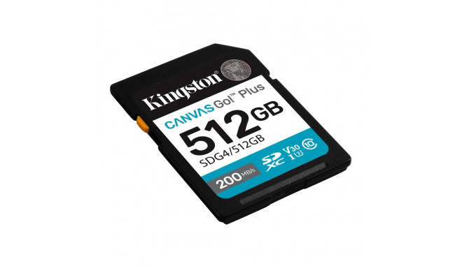 Kingston Canvas Go! Plus 512 GB SD mälukaart klass 10, UHS-I, U3, V30