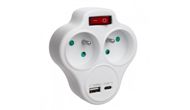 Splitter dual socket x2 USB MCE336 type E