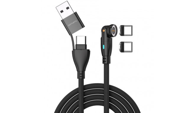 "4smarts USB-C/A 540 Magnetkabel GravityCord 100W 1.8m schwarz"