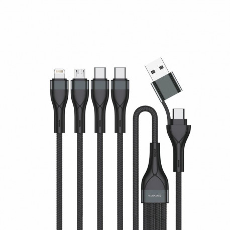 "4smarts USB-C/A Multi-Ladekabel 4in2 1.2m. schwarz"