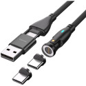 "4smarts USB-C/A 540 Magnetkabel GravityCord 100W 1.8m schwarz"