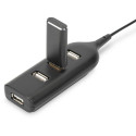 "DIGITUS USB-Hub 4-Port 2.0->4xA2.0 integr. Kabel schwarz"