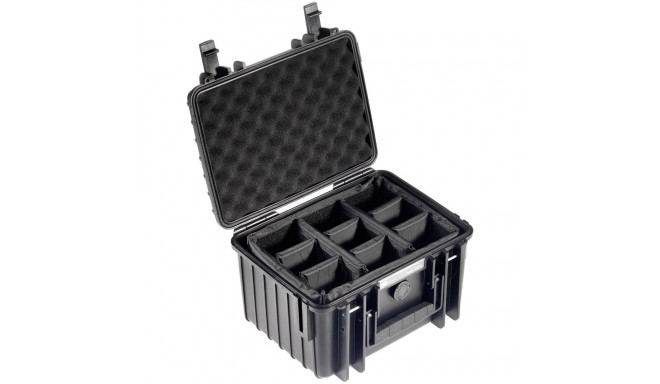 B&W Outdoor Case Type 2000 must polsterdatud vaheseina sisuga