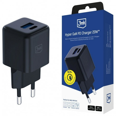 3MK Hyper GaN Charger 1x USB-A 1x USB-C 3 A (5903108640091)