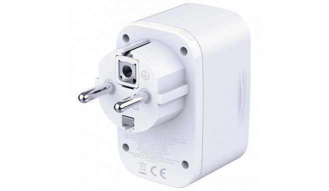 Adapter 3MK Hyper Comfort Charger 30W 1xUSB-A 2xUSB-C 1xSchuko PD QC3.0 valge