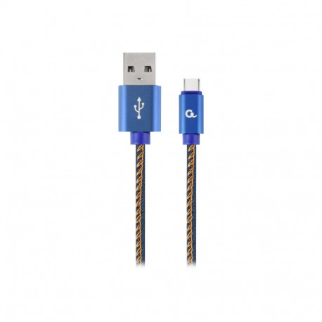 Cablexpert Premium teksariidest Type-C USB kaabel metallist pistikutega CC-USB2J-AMCM-1M-BL