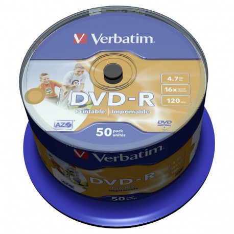 1x50 Verbatim DVD-R 4,7GB 16x kiirus, fototrükitav