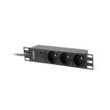 POWER DISTRIBUTION UNIT (PDU) 10" LANBERG 1U 16A 2M 3X FRENCH OUTLETS BLACK