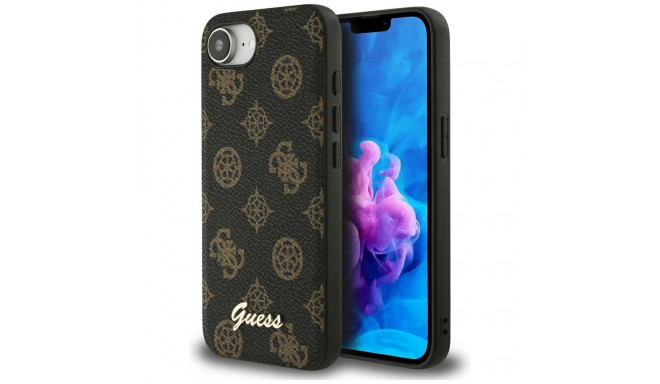 Guess Peony Script Logo MagSafe iPhone 16e Case Black