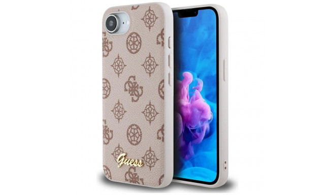 Guess Peony Script Logo MagSafe iPhone 16e Case - Brown