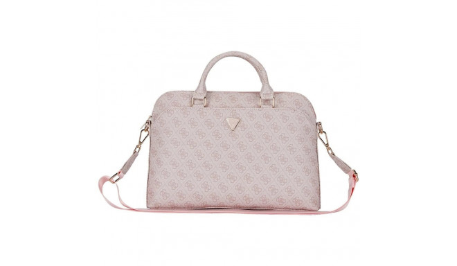 Guess 4G Zipper Pocket Triangle Logo 15" Laptop Bag - Pink