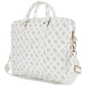 Guess 4G Peony Front Pocket Zipper Triangle Logo Laptop Bag 16" - White