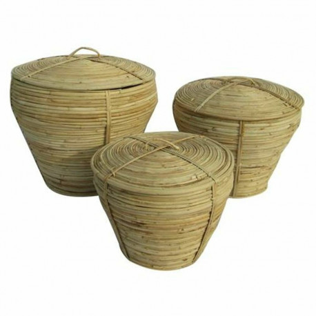 Multi-purpose basket DKD Home Decor Natural Tropical 35 x 35 x 30 cm 35 x 35 x 34 cm 37 x 37 x 34,5