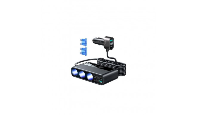 Joyroom Car Charger 9-in-1, (C+U+U+U+U+U+ 3 cigarette lighter socket) 154W, Black (JR-CL06)