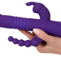 Wibrator z funkcją pchnięcia i koralikami analnymi 24,8cm Sweet Smile