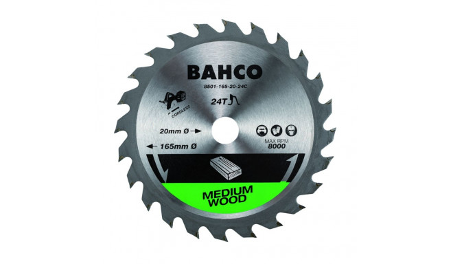 Saeketas Bahco 165x20mm 24H 18°, (10/16mm adapterid), akuketassaagidele, puidule