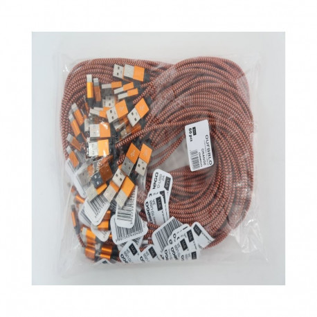 OMEGA FABRIC BRAIDED LIGHTNING TO USB 2A POLY 1M ORANGE [44040]