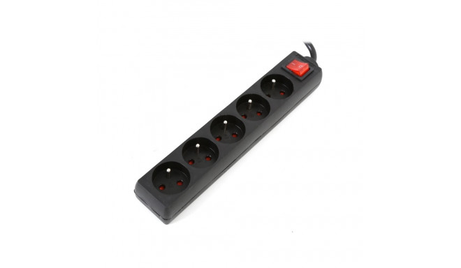 OMEGA POWER STRIP 5M 16A 5 SOCKETS TYPE E FRENCH BLACK[41107]