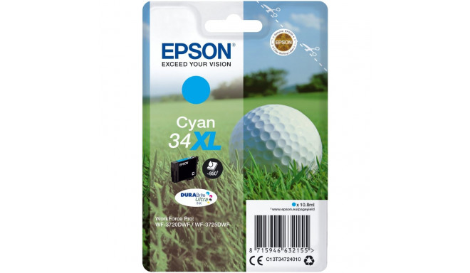 "Epson Golf ball Singlepack Cyan 34XL DURABrite Ultra Ink"