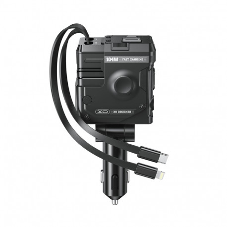 XO car charger CC66 104W 1x USB 1x USB-C black with cable USB-C and cable Lightning