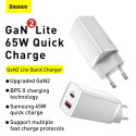 Baseus GaN2 Lite laadija USB-C | 65W valge