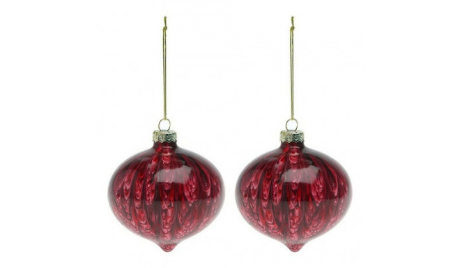 Christmas Baubles (2 pcs) 112490 Brown Red 8 cm (2 Units)