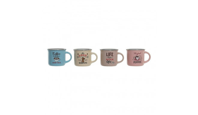 Mug DKD Home Decor Coffee Bone China Porcelain (180 ml) (4 pcs)