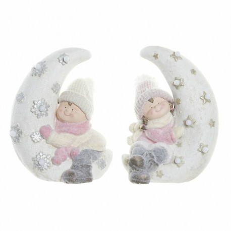 Dekoratiivkuju DKD Home Decor Valge Roosa Kuu 31 x 20 x 43 cm (2 Ühikut)