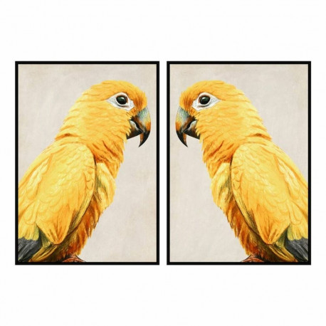 Glezna DKD Home Decor Papagailis Tropiskais (103 x 4,2 x 143 cm) (2 gb.)