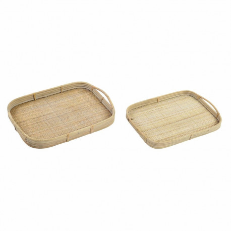 Paplāšu Komplekts DKD Home Decor Brūns Rotangpalma (51.5 x 36 x 7.5 cm) (44.5 x 31.5 x 6 cm) (2 pcs)