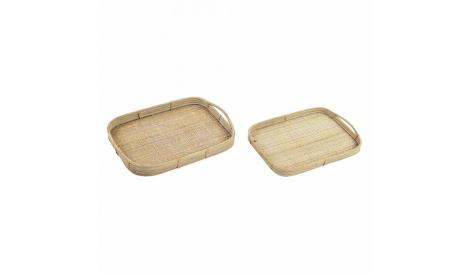 Paplāšu Komplekts DKD Home Decor Brūns Rotangpalma (51.5 x 36 x 7.5 cm) (44.5 x 31.5 x 6 cm) (2 pcs)