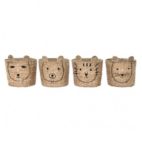 Korv DKD Home Decor Troopiline loomad Luga (35 x 35 x 35 cm) (4 Ühikut)