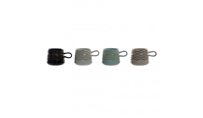 Krūze DKD Home Decor Melns Pelēks Zils Rozā Keramika Moderns (400 ml) (4 gb.)
