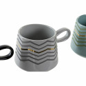 Krūze DKD Home Decor Melns Pelēks Zils Rozā Keramika Moderns (400 ml) (4 gb.)