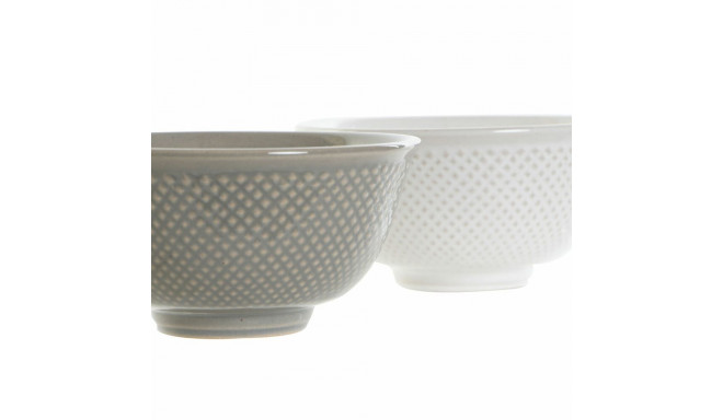 Bļoda DKD Home Decor Balts Pelēks Porcelāns Vintage 12,5 x 12,5 x 6,5 cm 2 Daudzums