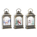 Apgaismojošs dekors DKD Home Decor Ziemassvētki Melns Bronza (7 x 4 x 13,5 cm) (3 gb.)