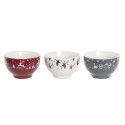 Kausside komplekt DKD Home Decor Valge Punane Hall Portselan 500 ml 13 x 13 x 8 cm (3 Ühikut)