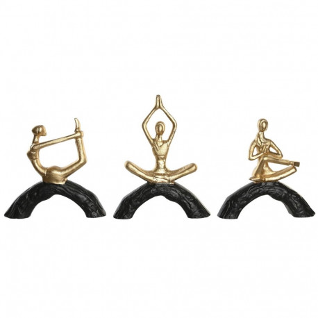 Decorative Figure DKD Home Decor 28 x 7 x 35 cm 28 x 8 x 36 cm Black Golden Yoga (3 Units)
