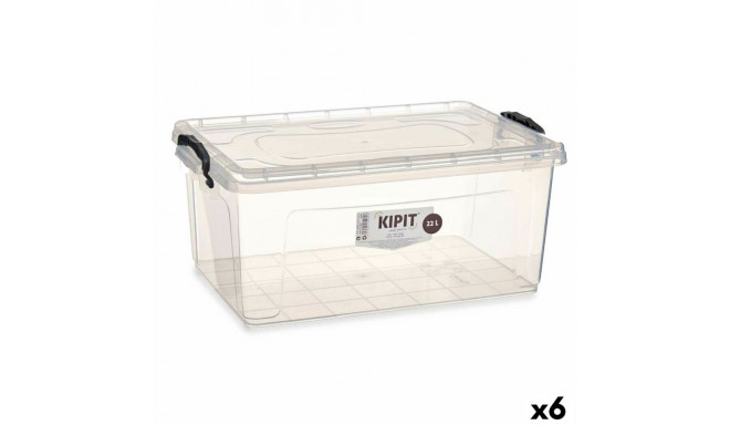 kaanega säilituskarp Läbipaistev Plastmass 22 L 32 x 20,5 x 50 cm (6 Ühikut)