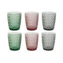 Glāžu komplekts DKD Home Decor Zaļš Pelēks Rozā Stikls Ar reljefu 240 ml (6 gb.)