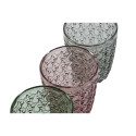 Glāžu komplekts DKD Home Decor Zaļš Pelēks Rozā Stikls Ar reljefu 240 ml (6 gb.)