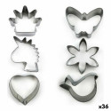 Küpsetusvormide komplekt Vormid Roostevaba teras Hõbedane 3 Tükid, osad (36 Ühikut) (3 pcs)