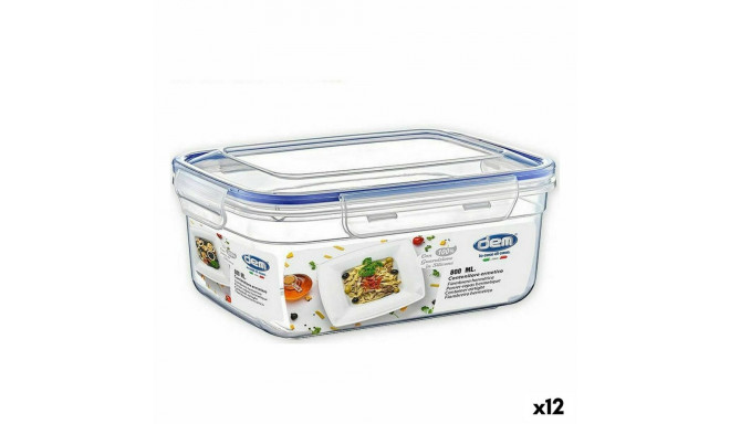 Hermetic Lunch Box Dem Rectangular 800 ml 17 x 13 x 8 cm (12 Units)
